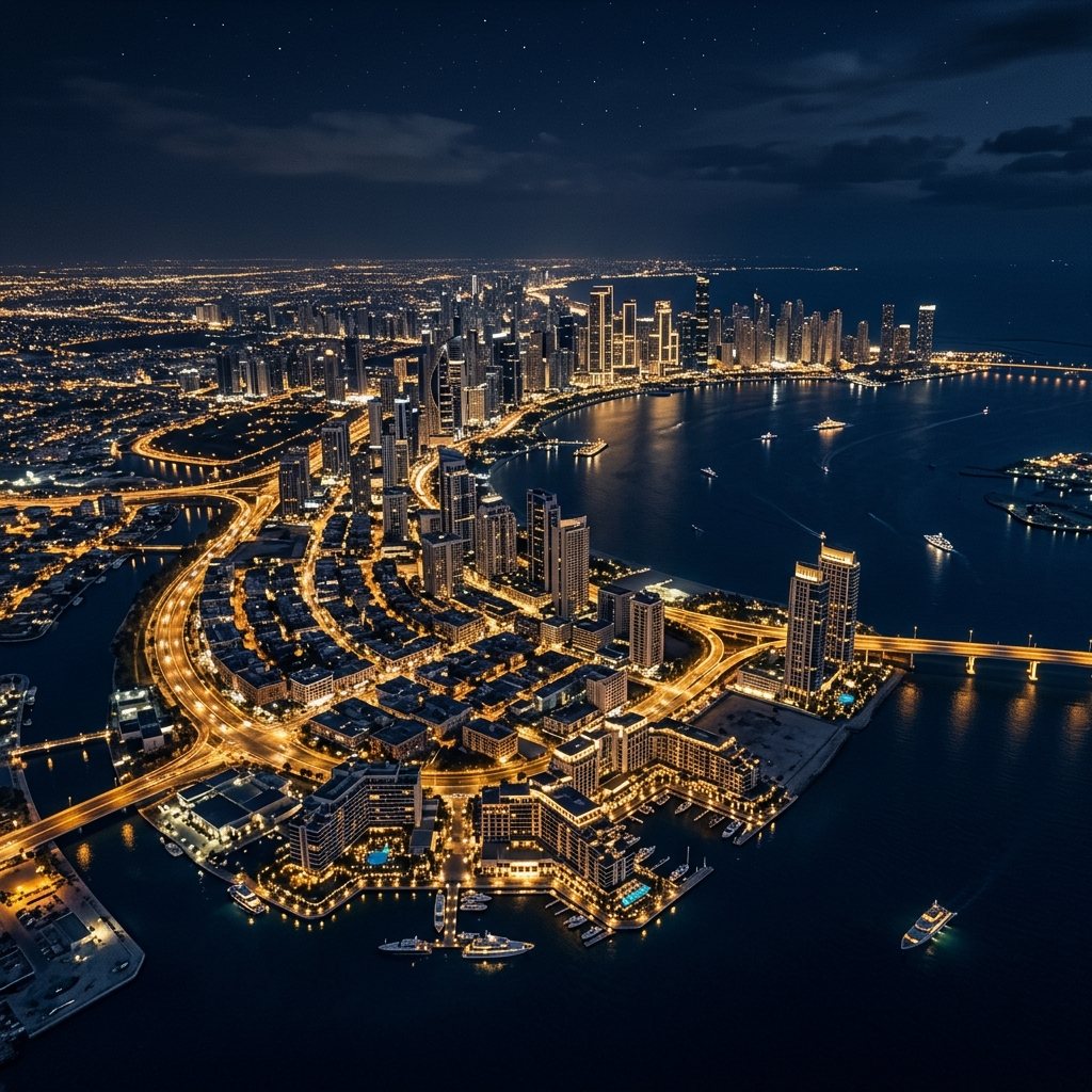 Vista de la ciudad nocturna